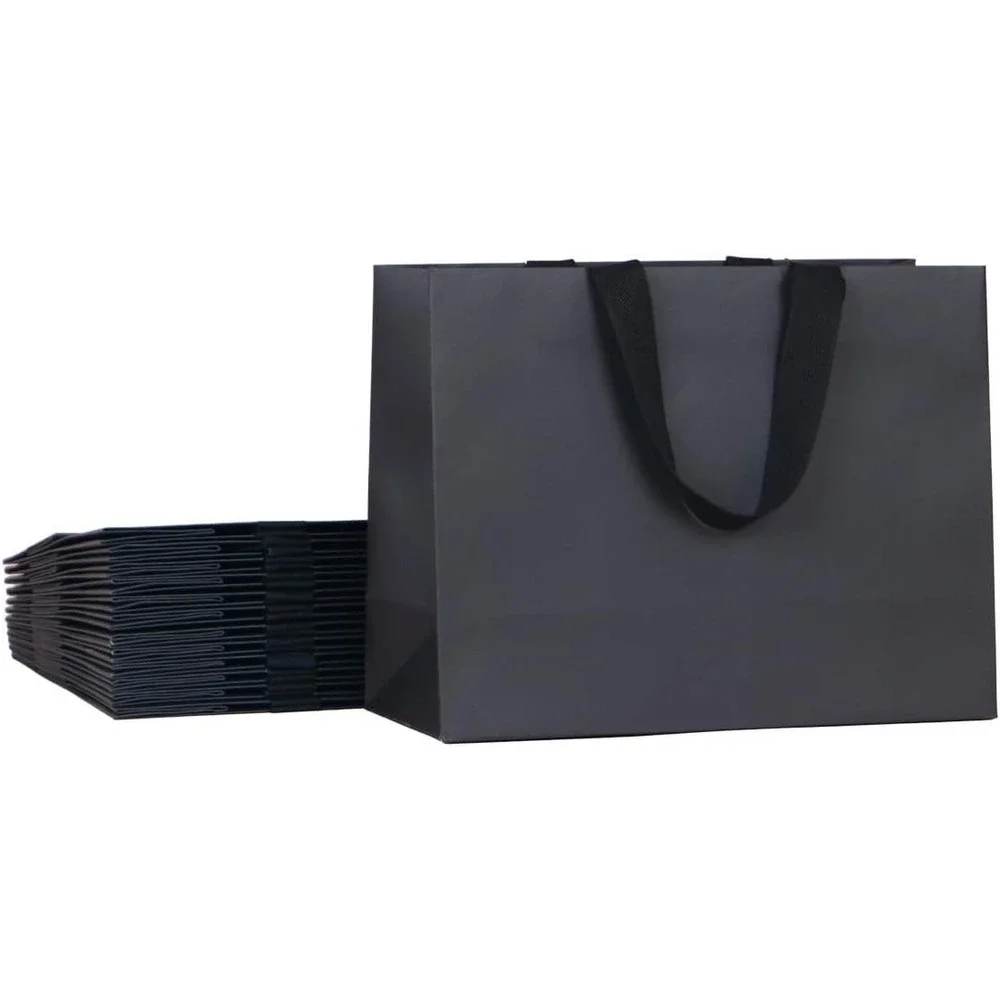 Paperist 6 Pack Large Black‎ Kraft Gift Bags 21.7x15.7x6.1